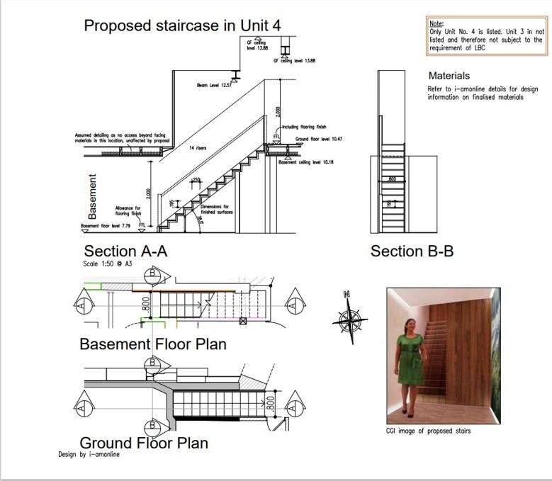 Nos. 3-4 William Street staircase drawing